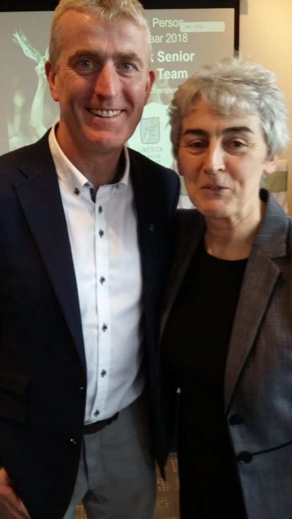 John Kiely and Helen Culhane at the 2018 Limerick Person of the Year Awards